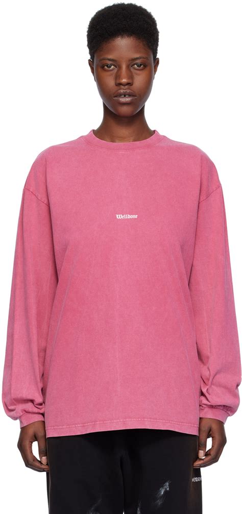 We11done Pink Vintage Horror Long Sleeve T Shirt Ssense Canada