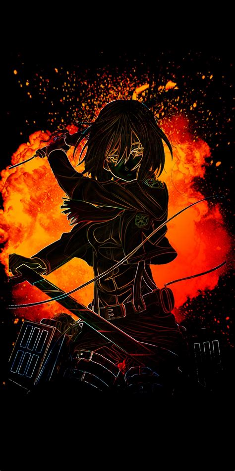 Mikasa Ackerman Attack on Titan AMOLED 5K Wallpaper