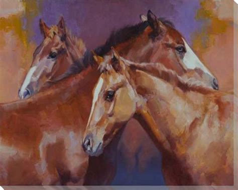 Three Horses Wrapped Canvas Giclee Print Wall Art - Wall Decor - Artwork