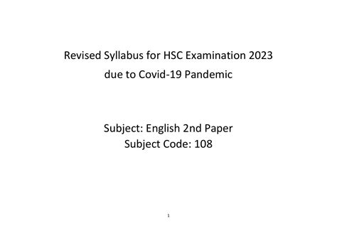 Hsc English 2nd Paper Short Syllabus 2023 Pdf Docdroid