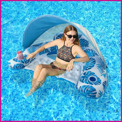 Pool Float with Canopy Pool Float with Shade Adult Inflatable Heavy ...