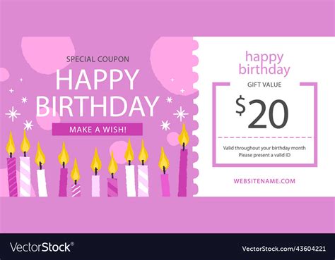 Birthday sale coupon template design Royalty Free Vector