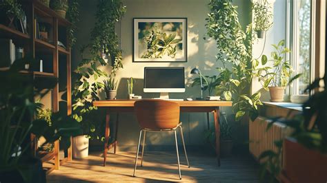 home office background realistic zoom background  plants