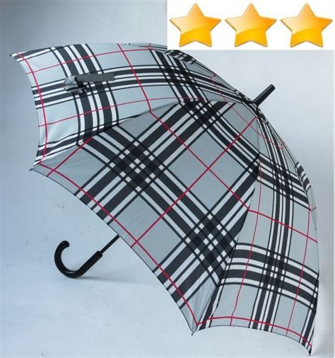 Parapluie homme golf XXL long automatique imprimé écossais gris claire