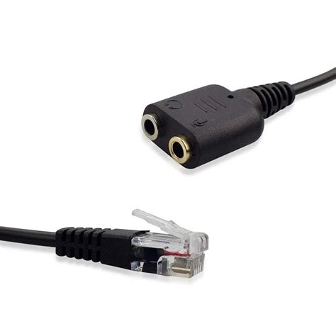 Rj9rj11 To 2 Port 35mm Female Headset Adapter Cable For Telephone Buy 35mm Male To Rj11