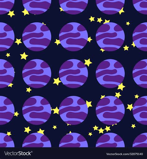 Seamless Space Pattern Planets Rockets And Stars Vector Image