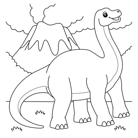 Brontosaurio Página Para Colorear Para Niños Vector Premium