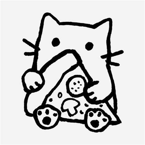 cat doodle  pizza fancy vector cute simple outlines cat themed art
