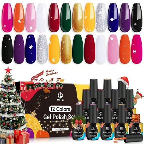 Mefa Gel Nail Polish Set Colors All Seasons Gel Nail Kit Christmas