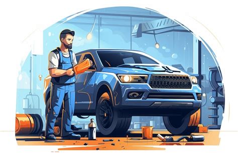 Premium Ai Image Car Repair Service A Mechanic In The Garage Conducts