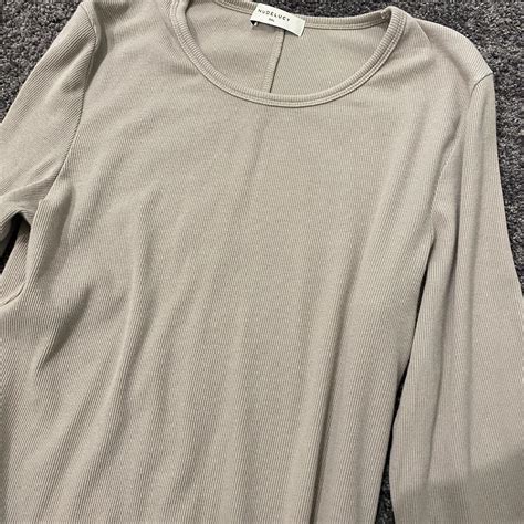 NUDE LUCY Grey Beige Long Sleeve Top In Perfect Depop