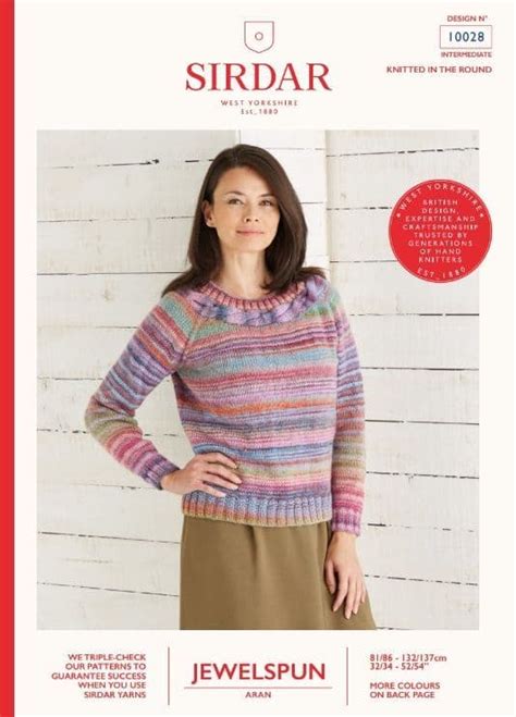 Sirdar Ladies Sweater Knitting Pattern In Jewelspun Aran 10028 Pdf Download