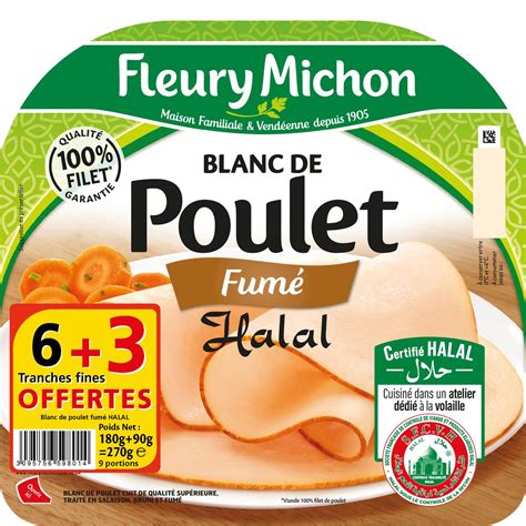 Fleury Michon Jambon De Poulet Fum Halal Tranches Offertes G