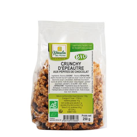 Crunchy d épeautre chocolat bio 250g Boutique Naturline