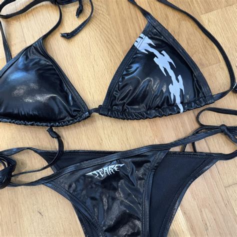 Black And White Punk Inspired Bikini Set Gothbikini Depop