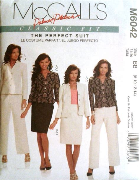 Uncut Mccalls Pattern 6042 From 2010 Suit Lined Jacket Pants Skirt