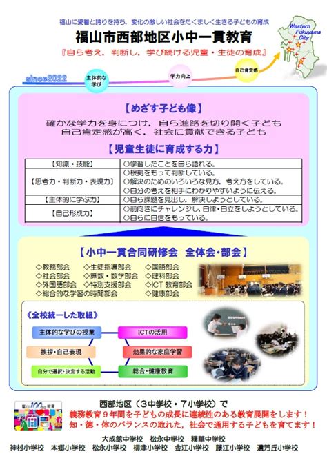 小中一貫教育 教育研究 福山市立大成館中学校 心豊かに自立・貢献・感謝する生徒の育成