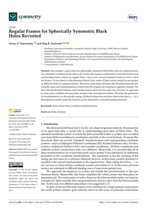 PDF Regular Frames For Spherically Symmetric Black Holes Revisited