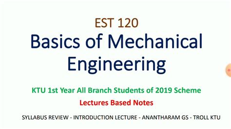 Syllabus Review Of Basics Of Mechanical Engineering 2019 Scheme Youtube