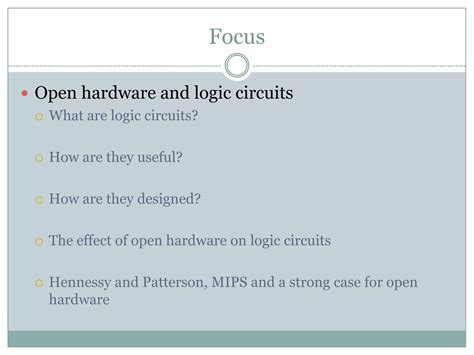 Open Hardware And Logic Circuits By Roger Nurse Ppt