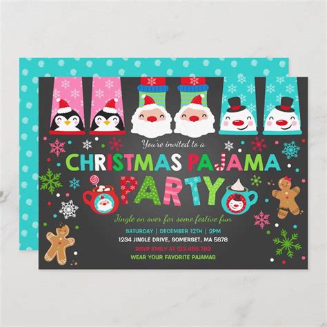 Christmas Pajama Party Chalkboard Invitation Zazzle Artofit