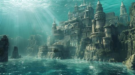 Premium Photo | 3d illustration of underwater city Atlantis