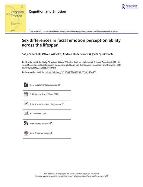 Pdf Sex Differences In Facial Emotion Perception Ability Across The