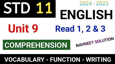 Std 11 English Unit 9 Read 1 Comprehension Std 11 English Unit 9 Read