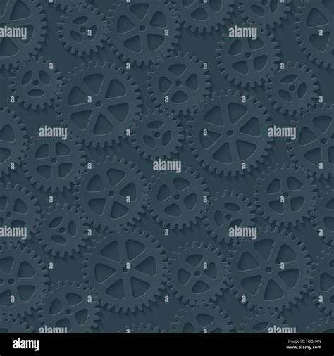 Seamless Gears Pattern Dark Paper With Cut Out Effect Cog Wheels 3d