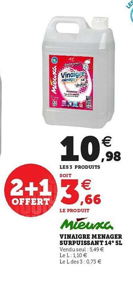 Offre Vinaigre Ménager Surpuissant 14 1l Mieuxa chez Hyper U