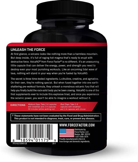 Force Factor Volcano Nitric Oxide Booster Capsules For Enhanced