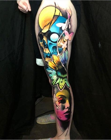 Pin By Sey Fox On Tattoo Bright Tattoos Skull Sleeve Tattoos