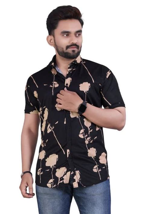 Buy Mojilo Mens Lycra Digital Printed Stitched Half Sleeve Shirt