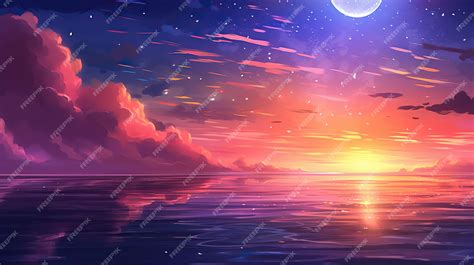 Premium AI Image | night landscape illustration colorful anime ...