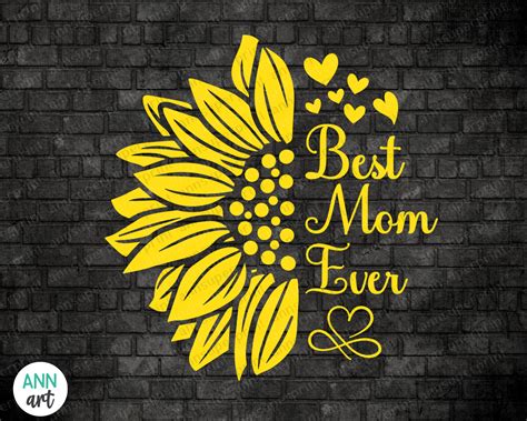 Sunflower Mama Svg Best Mom Ever Sunflower Svg Half Etsy