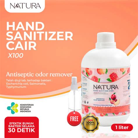 Promo Natura Hand Sanitizer X Cair Liter Peach Antiseptik Spray