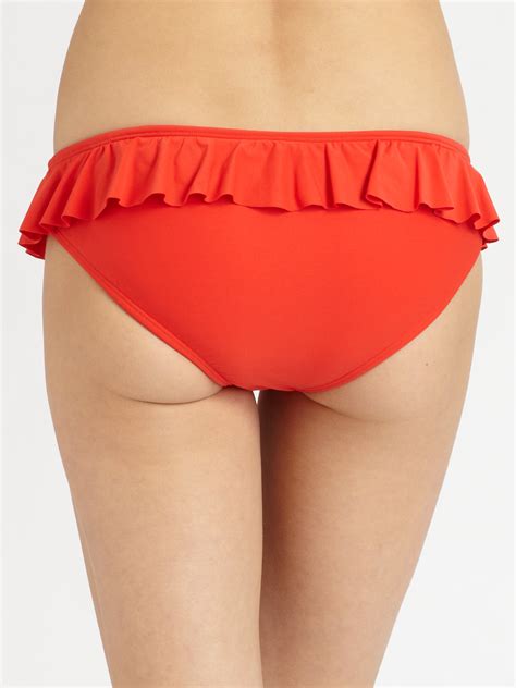 Shoshanna Ruffle Bikini Bottom In Orange Lyst