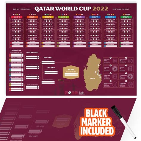 Buy Qatar 2022 World Cup Matches Schedule 33x23 With 1 Marker Io Del