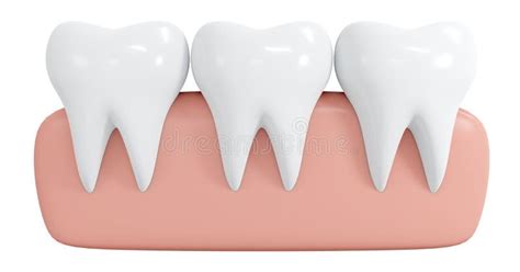 3D Rendering Healthy Teeth With Gum Icon Cartoon Style Isolated On