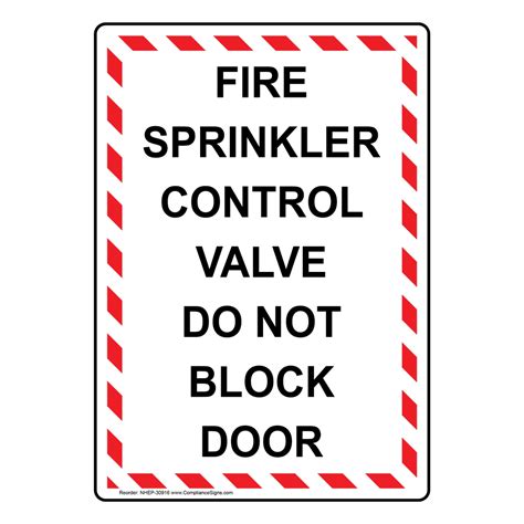 Vertical Sign Exit Do Not Block Fire Sprinkler Control Valve Do Not