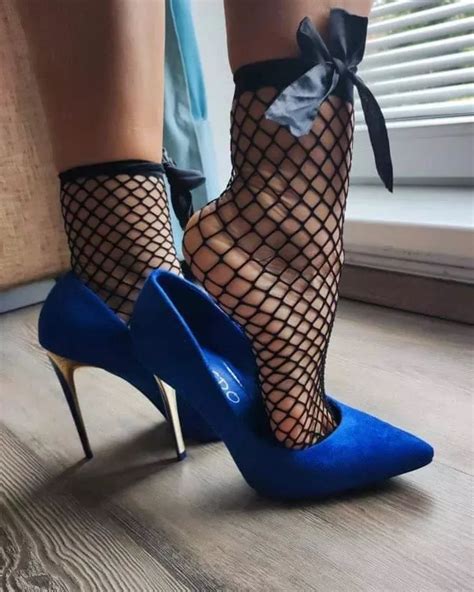 Blue With Fishnets Nudes Heels Nude Pics Org