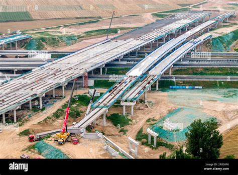 Aerial Photo Shows The Construction Of A High Speed Interchange In