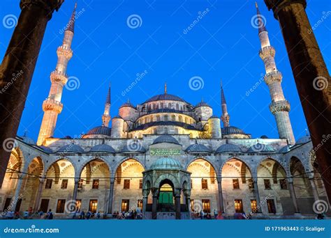 Blue Mosque Or Sultanahmet Camii At Night Istanbul Turkey It Is