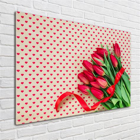 Ebern Designs Glasbild Tulpen Herzen Wayfair De