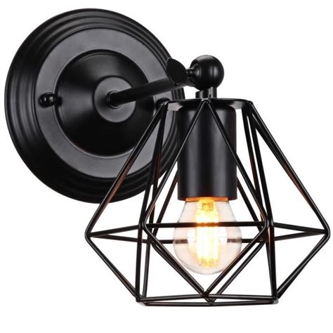 STOEX Diamant Applique Murale Intérieur Cage Métal Rétro Lampe de Mur