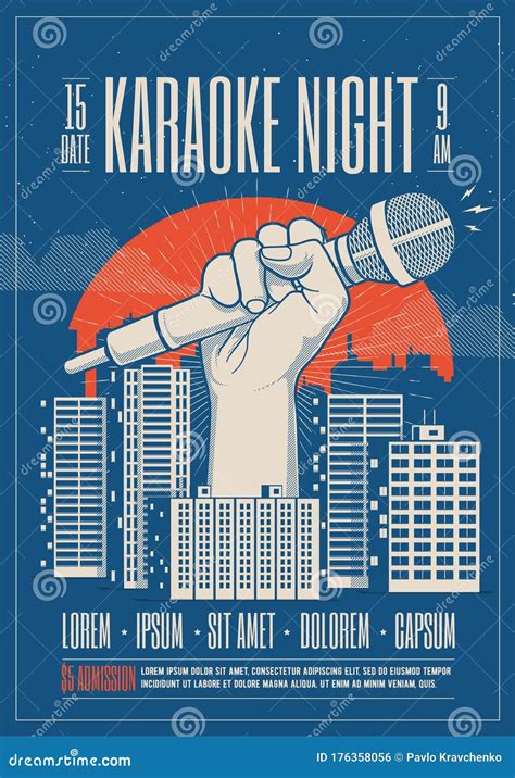 Karaoke Night Party Event Card Flyer Poster Template Vector