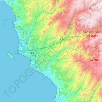 Province of Lima topographic map, elevation, terrain