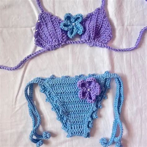 Bikini Ariel con flores hawaianas para niña Bikinis Mary Crochet