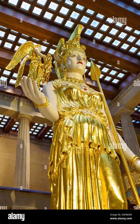 The 42 foot statue of the Goddess Athena inside the Parthenon in ...