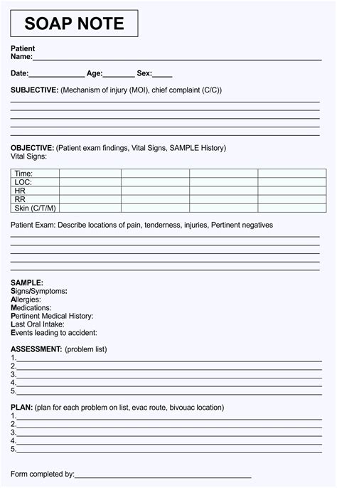 Soap Note Template Printable